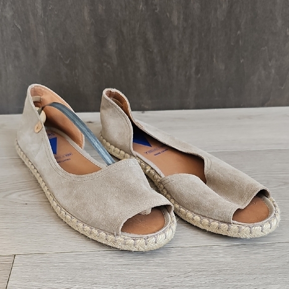 Verbenas Leather Peep Toe Cruz Espadrilles Flats EU 42 / US 11 - Picture 1 of 14